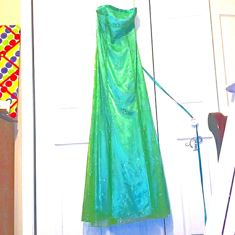 Emerald glitter mermaid prom dress